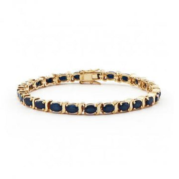 Women’s 18K Yellow Gold Over Sterling Silver Sapphire Bracelet 7.5”