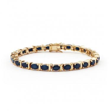 Women’s 18K Yellow Gold Over Sterling Silver Sapphire Bracelet 7.5”