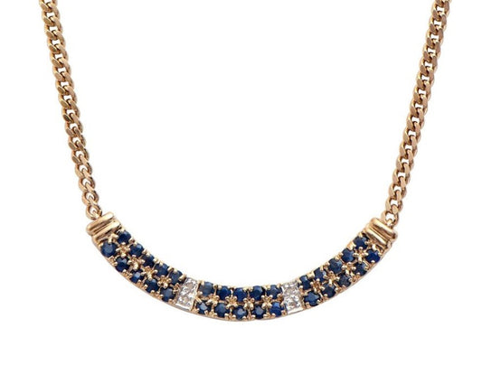 Women’s 18K Yellow Gold Over Sterling Silver Diamond & Sapphire Necklace