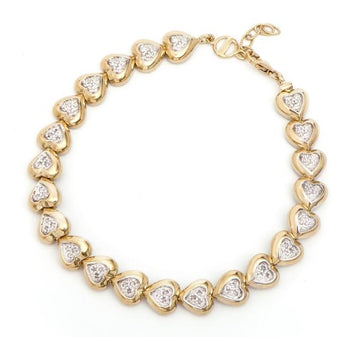 Captivating Women’s 18K Yellow Gold Diamond Heart Bracelet – 7.5”