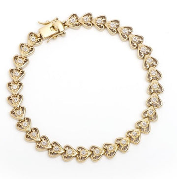 Women’s 18K Yellow Gold Over Sterling Silver Diamond Heart Bracelet – 7.5”