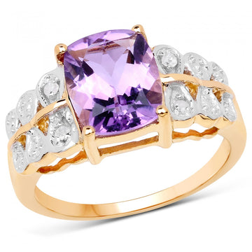 Ladies’ 14K Two-Tone Gold Over Sterling Silver Amethyst & Diamond Ring