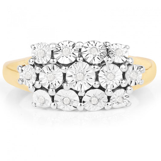 Brilliant Ladies Sterling Silver Diamond Size 7 Designer Ring