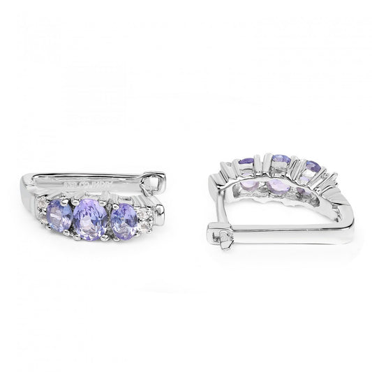 Women’s White Gold Rhodium Tanzanite & Topaz Earrings – Sterling Silver