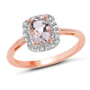 Stunning Womens 14K Rose Gold Over Sterling Silver Morganite and Topaz Size 7 Designer Ring