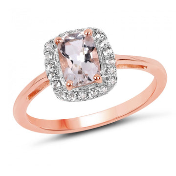 Stunning Womens 14K Rose Gold Over Sterling Silver Morganite and Topaz Size 7 Designer Ring
