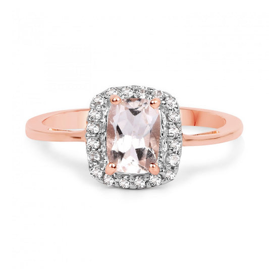 Stunning Womens 14K Rose Gold Over Sterling Silver Morganite and Topaz Size 7 Designer Ring