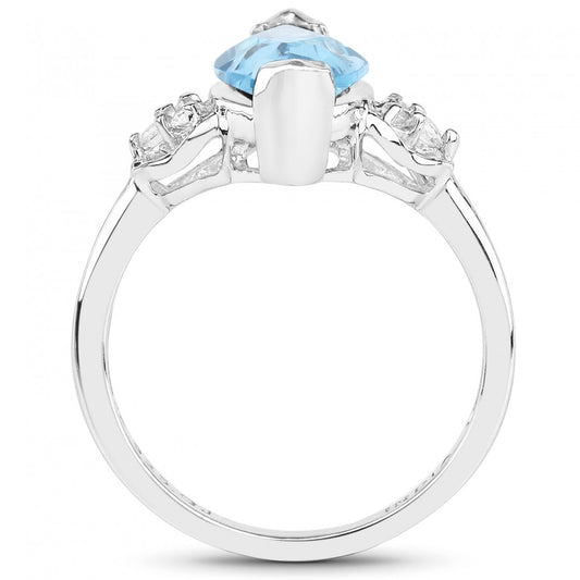 Women’s White Gold Rhodium 3.65 CTW Blue Topaz Ring – Sterling Silver