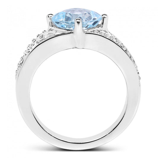 Women’s White Gold Rhodium Over Sterling Silver Topaz Ring – Size 7