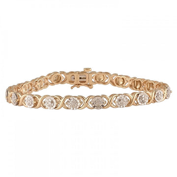 Women’s 14K Rose Gold Over Sterling Silver Diamond Bracelet – 7”