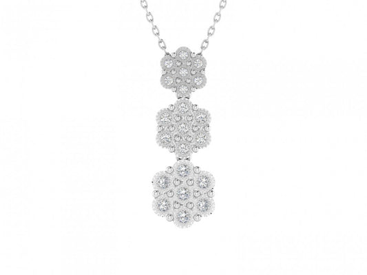Stunning Womens White Gold Rhodium Over Sterling Silver 0.25 CTW Diamond 18 Inch Designer Necklace