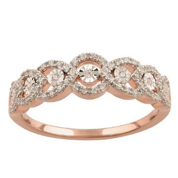 Gorgeous Womens 14K Rose Gold Over Sterling Silver 0.25 CTW Diamond Size 7 Designer Ring