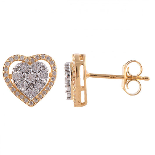 Stunning Women’s White Gold Rhodium Diamond Heart Earrings – 0.2 CTW