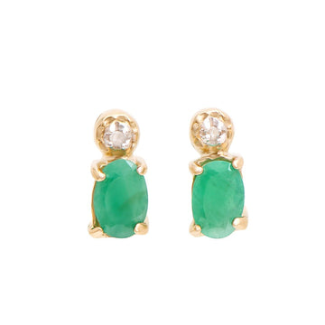 Gorgeous Women’s 18K Yellow Gold Diamond & Emerald Earrings