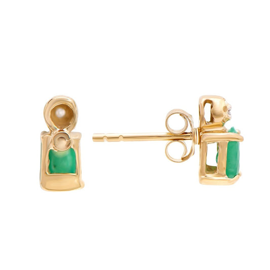 Gorgeous Women’s 18K Yellow Gold Diamond & Emerald Earrings