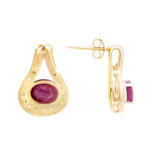 Women’s 18K Yellow Gold Over Sterling Silver Ruby & Diamond Teardrop Earrings