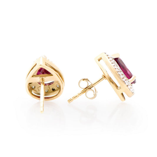 Gorgeous Womens 18K Yellow Gold Over Sterling Silver Garnet and Diamond Designer Droplet Earrings
