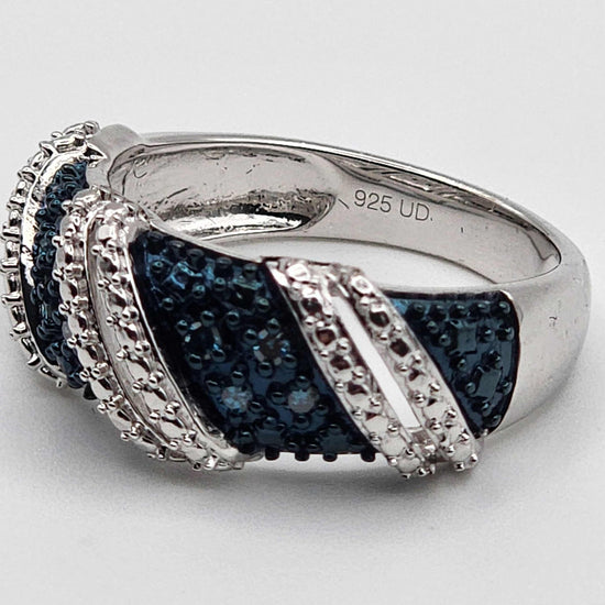 14K white gold over sterling silver women's size 7 ring with round cut diamonds