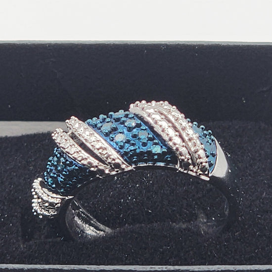 14K white gold over sterling silver women's size 7 ring with round cut diamonds