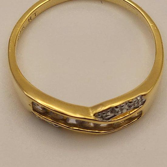 Women's 14K yellow gold plated sterling silver ring with AAA-grade blue tanzanite and near-colorless diamonds, size 7.25