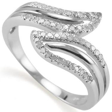 Stunning Women’s White Gold Rhodium Diamond Ring – Size 7