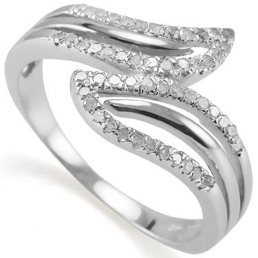 Stunning Women’s White Gold Rhodium Diamond Ring – Size 7