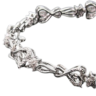 Stunning Womens 14K White Gold Over Solid Sterling Silver 2/3 CTW Diamonds 7 Inch Designer Bracelet