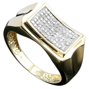 Powerful Mens 14K Yellow Gold Over Solid Sterling Silver 0.45 CTW Diamonds Size 11 Designer Ring