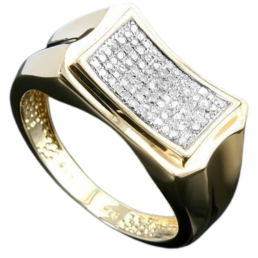 Powerful Mens 14K Yellow Gold Over Solid Sterling Silver 0.45 CTW Diamonds Size 11 Designer Ring
