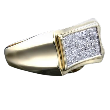 Powerful Mens 14K Yellow Gold Over Solid Sterling Silver 0.45 CTW Diamonds Size 11 Designer Ring