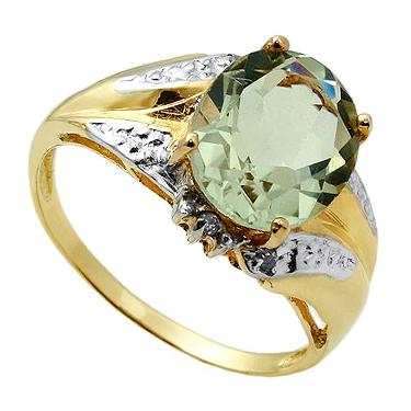 green amethyst and diamond ring