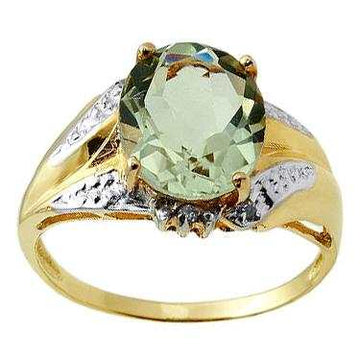 green amethyst and diamond ring