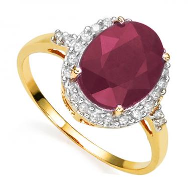 Stunning Women’s 14K Yellow Gold Ruby & Diamond Ring – Size 7