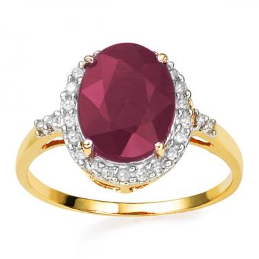 Stunning Women’s 14K Yellow Gold Ruby & Diamond Ring – Size 7