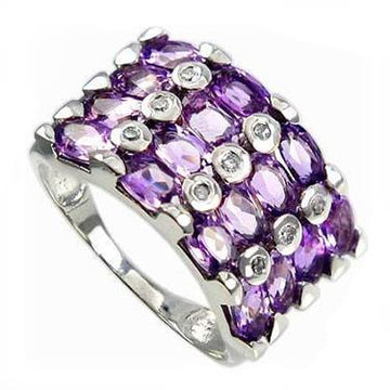 Women’s 14K White Gold Over Silver Diamond & 3.60 CTW Amethyst Ring