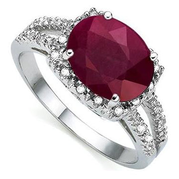 Gorgeous Women’s 14K White Gold Ruby & Diamond Designer Ring – 3 CTW