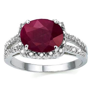 Gorgeous Women’s 14K White Gold Ruby & Diamond Designer Ring – 3 CTW