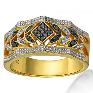 Women’s 14K Yellow Gold Over Sterling Silver Diamond Ring – Size 7