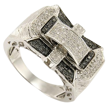 Men’s 14K White Gold Over Sterling Silver 0.75 CTW Diamond Ring