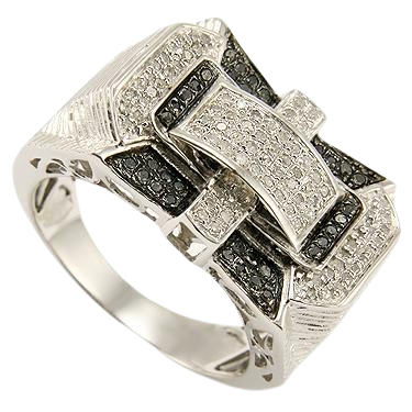 Men’s 14K White Gold Over Sterling Silver 0.75 CTW Diamond Ring