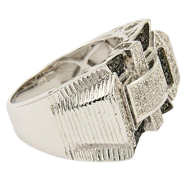 Men’s 14K White Gold Over Sterling Silver 0.75 CTW Diamond Ring