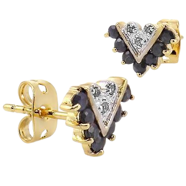 Gorgeous Women’s 18K Yellow Gold Sapphire & Diamond Earrings