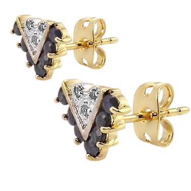 Gorgeous Women’s 18K Yellow Gold Sapphire & Diamond Earrings