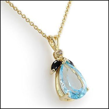 Gorgeous Womens 18K Yellow Gold Over Solid Sterling Silver Diamonds 0.85 CTW Sapphire & Full 6.0 CTW Swiss Blue Topaz 18 Inch Designer Necklace