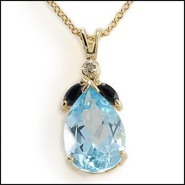 Gorgeous Womens 18K Yellow Gold Over Solid Sterling Silver Diamonds 0.85 CTW Sapphire & Full 6.0 CTW Swiss Blue Topaz 18 Inch Designer Necklace