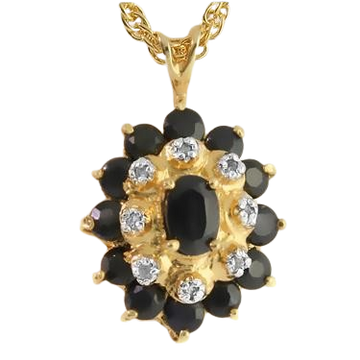 Stunning Women’s 18K Yellow Gold Sapphire & Diamond Necklace – 18"
