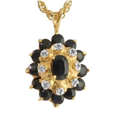Stunning Women’s 18K Yellow Gold Sapphire & Diamond Necklace – 18"