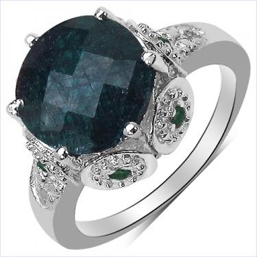 Gorgeous Women’s 14K White Gold Over Sterling Silver 3.22 CTW Emerald Ring