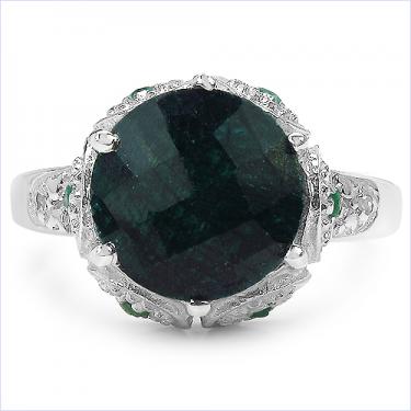 Gorgeous Women’s 14K White Gold Over Sterling Silver 3.22 CTW Emerald Ring