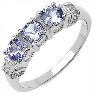 Gorgeous Women’s White Gold Rhodium Over Sterling Silver Tanzanite & Diamond Ring